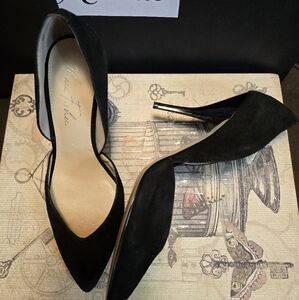 Black Suede heels. Shoes.